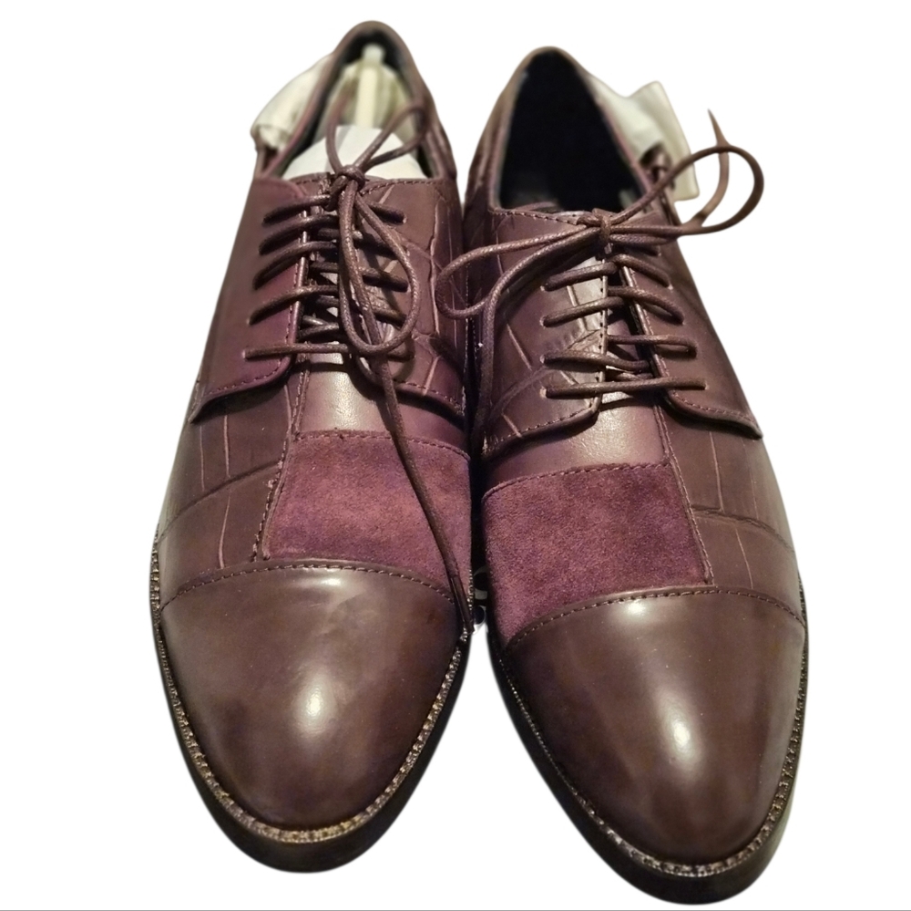 Coach Waverly Patchwork Oxfords Oxblood 7 -New In Box - Picture 1 of 5